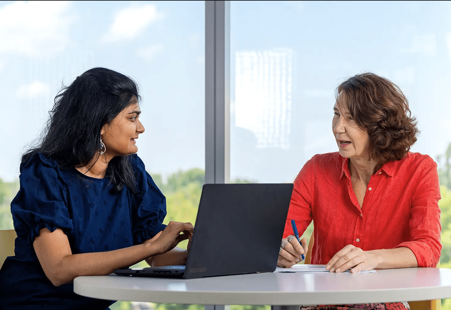 Two women having a meeting